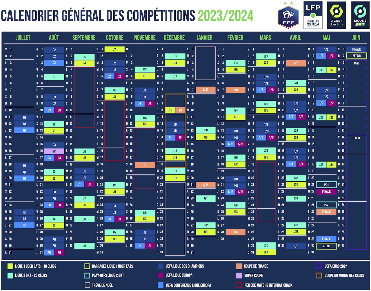 Calendrier général des compétitions 2023/2024