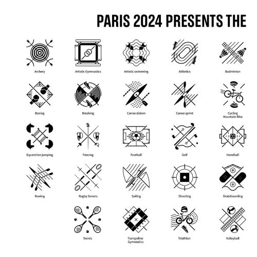 J.O PARIS 2024 LES PICTOGRAMMES DES DISCIPLINES OLYMPIQUES ET