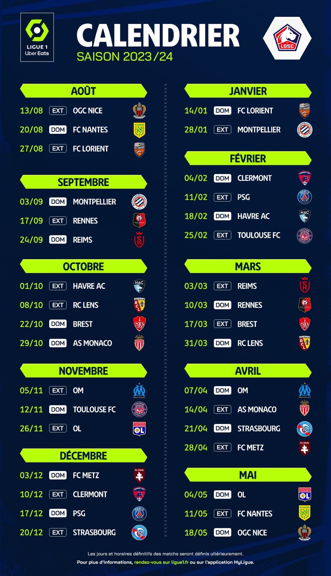 Ligue 1 et ligue 2 : téléchargez les calendriers complets de la